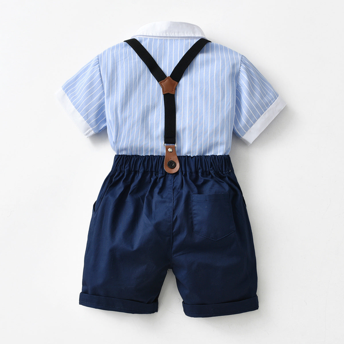 Wholesale Children's Cotton Short Sleeved Shirt and Suspender Four Piece Set